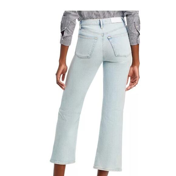 Re / Done Jeans 32 Denim 70s High Rise Crop Bootcut Jeans in Vapor Wave - Picture 2 of 12